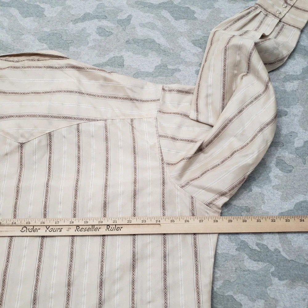 Wrangler Western Shirt Mens 2XL Tan Pearl Snap Long Sleeve Rodeo Ranch Cowboy